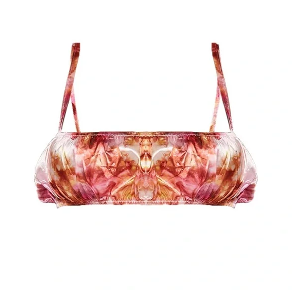 Pretty Little Things Shape Pink Tie Dye Satin Top - Picture 11 of 11